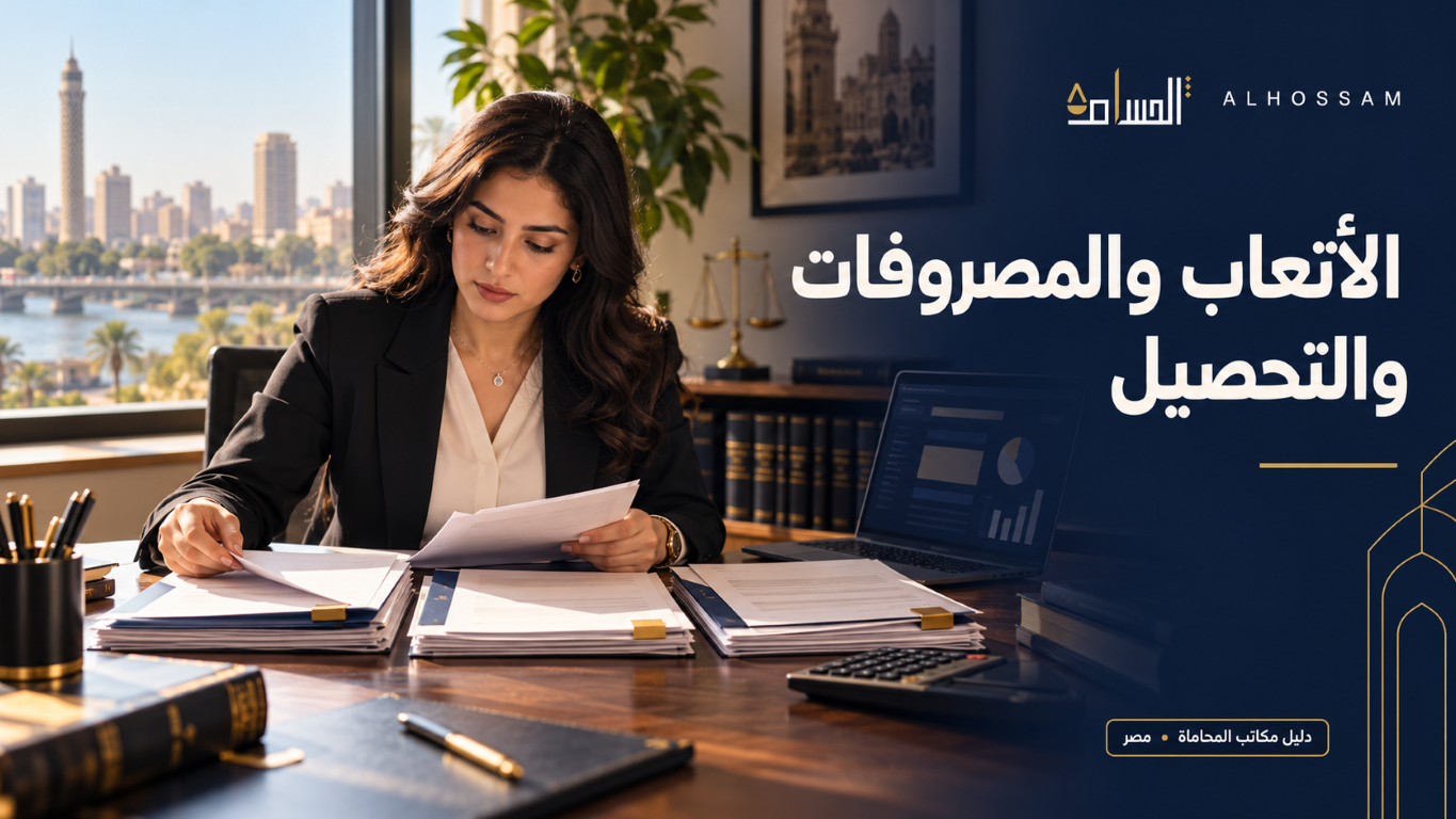 محامية تراجع مستندات الأتعاب والمصروفات والتحصيل